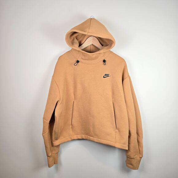 Nike Sportswear Tech Fleece Women's Size L Oversized Hoodie Flax BlackFV6322-224 - Picture 1 of 5